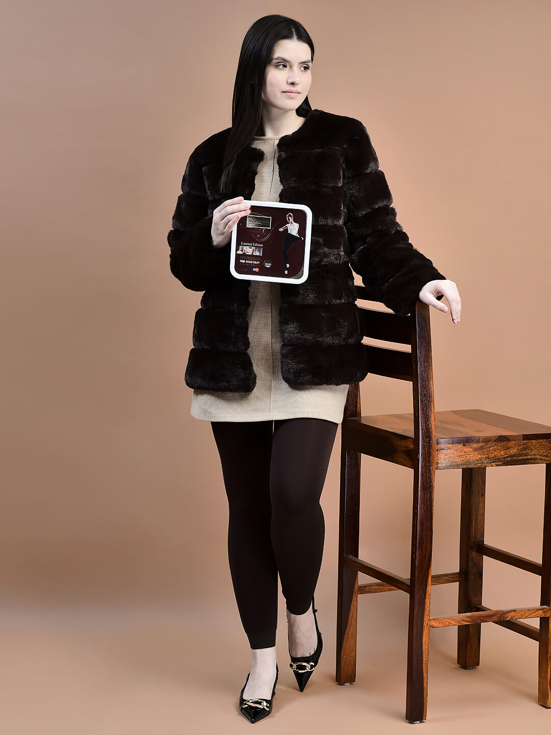 Winter Fur - Women Tights - Coffee - Max London India