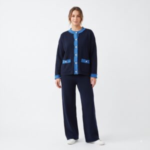 Soft Wool Contrast Trim Co-Ord Set
