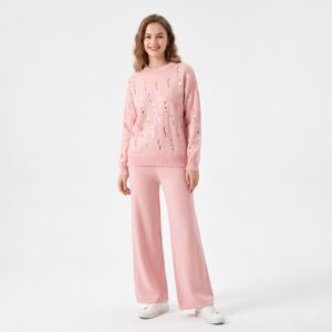Soft Wool Sequin Embellished Co-Ord Set